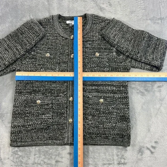 Gerard Darel Cardigan Women Size 2 Grey Excellent Wool Blend Gold Crest Buttons - Picture 11 of 16